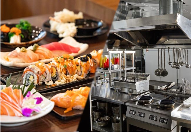 thiết kế thi công bếp nhà hàng sushi nhật bản