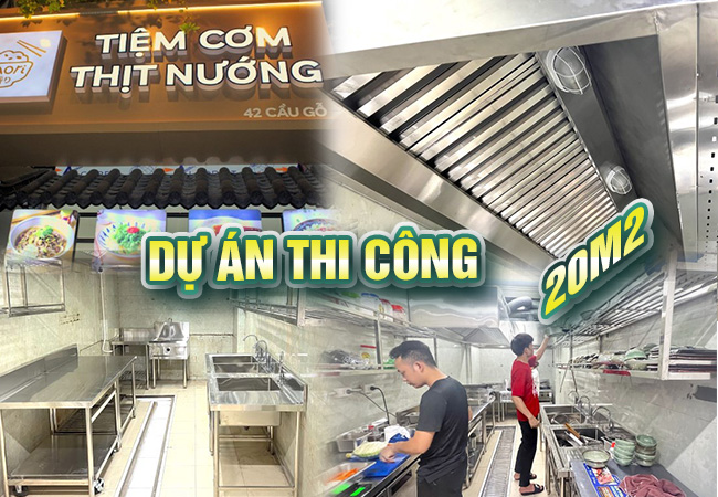 Dự án thi công bếp tiệm cơm thịt nướng Kaori Cầu Gỗ